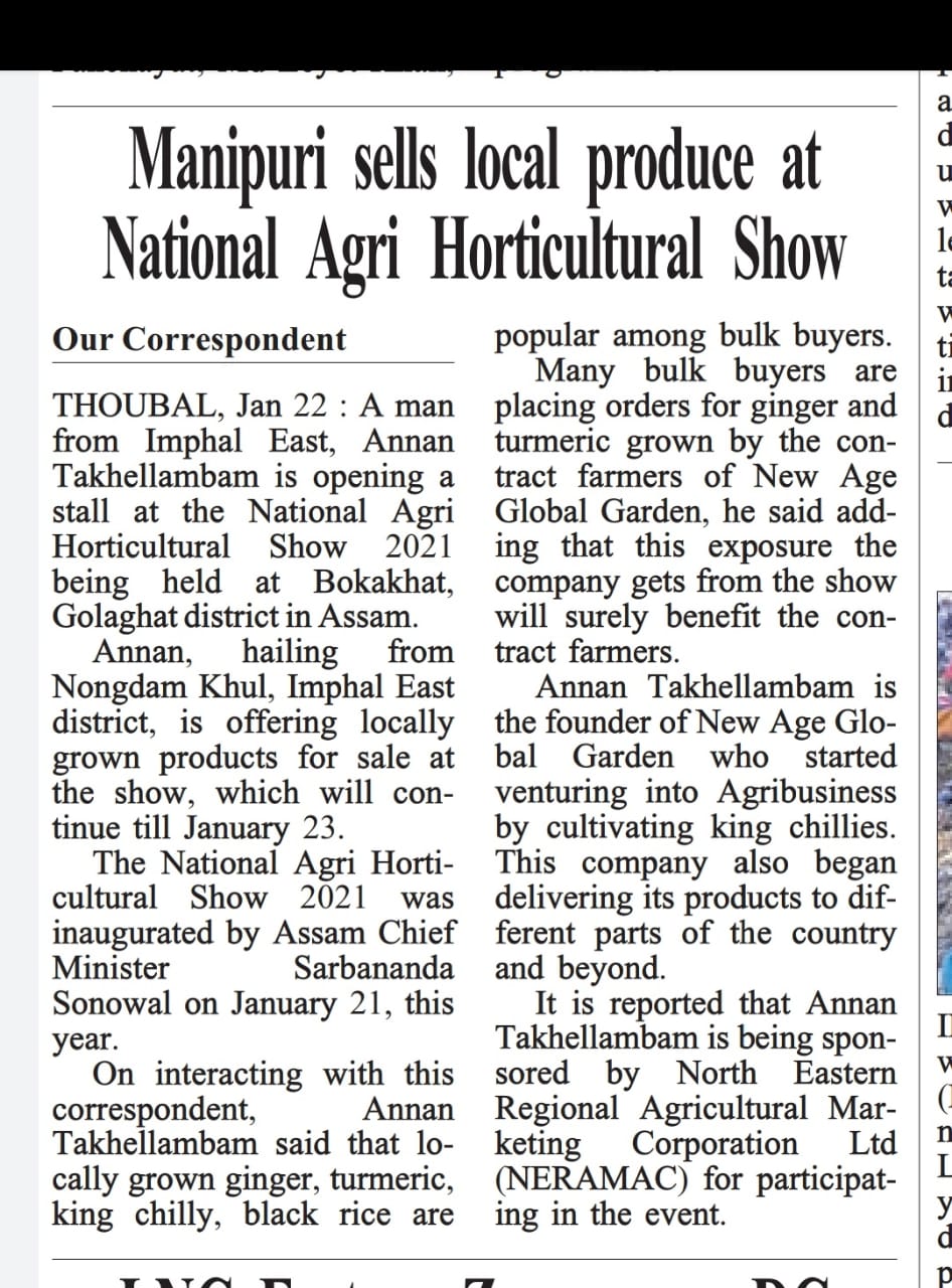 NERAMAC sponsored the entrepreneurs of North East in National Agri Horti Show 2021