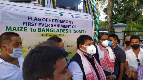 Maize Export to Bangladesh  - flagged off by Hon'ble Minister of Agriculture, Sri Atul Bora